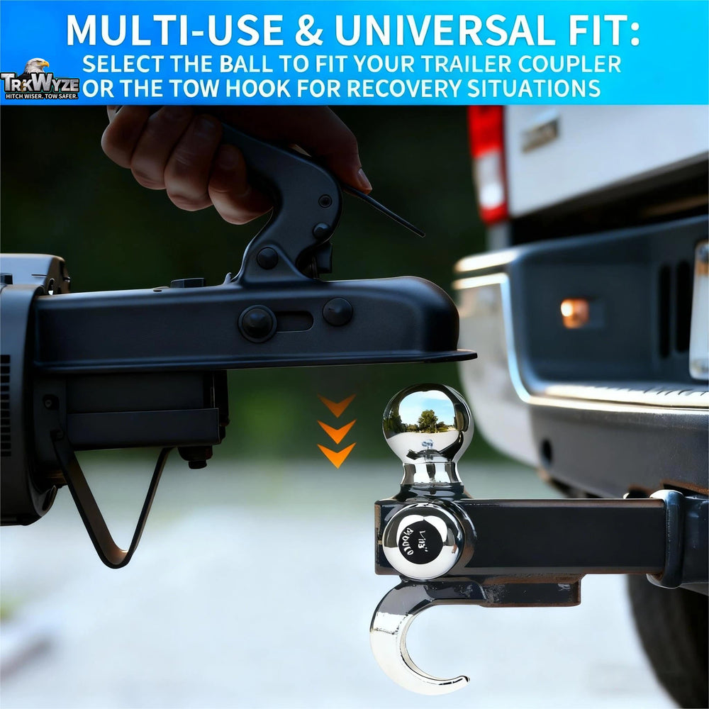 TrkWyze hitch installed in a 2-inch receiver on a truck illustrating easy fitment