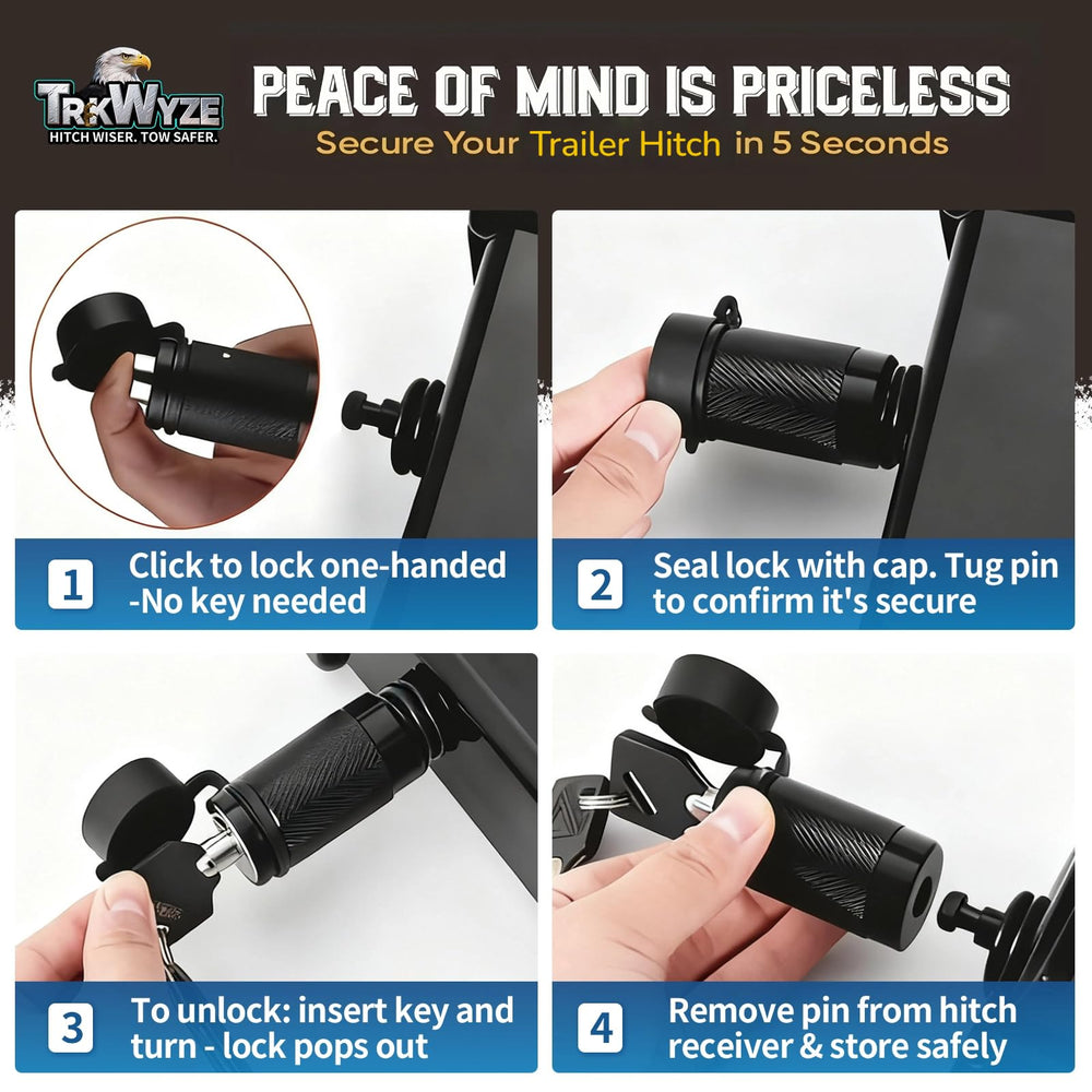 TrkWyze hitch installed on truck illustrating compatibility with standard 2" receiver