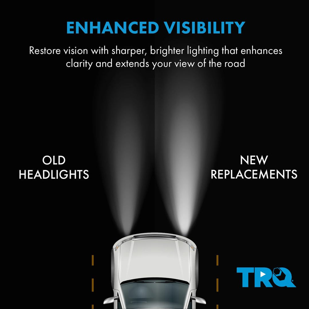 TRQ headlight installed on vehicle restoring classic appearance and consistent light