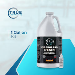 True Composites label close-up highlighting resin specifications and easy identification benefit