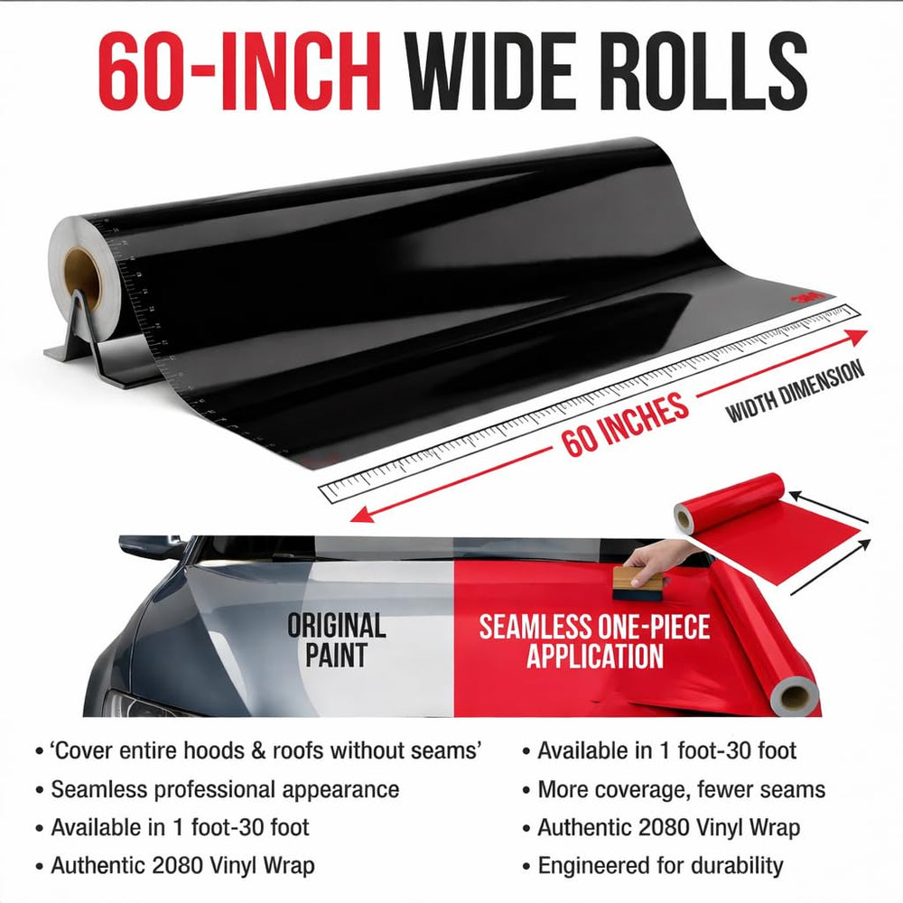 TRUE LINE Automotive roll beside measuring tape showing 5ft by 1ft size and project planning benefit