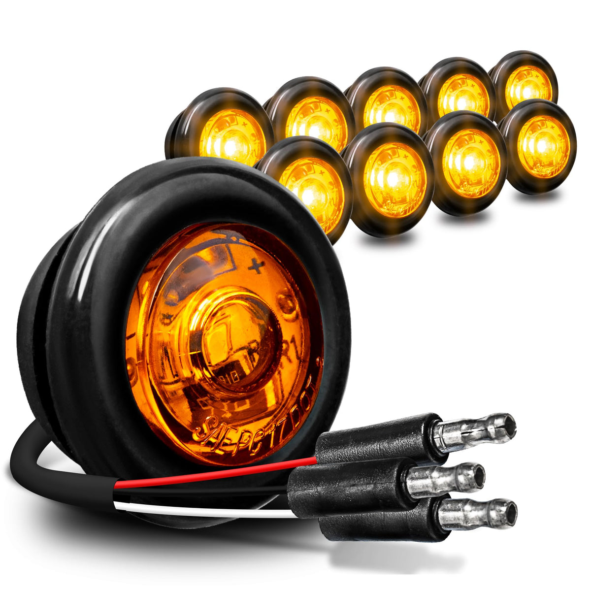 ONLINE LED STORE TRUE MODS front view amber marker light shows bright visibility benefit