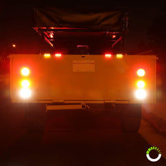 ONLINE LED STORE installed on trailer showing reverse illumination for safer backing benefit