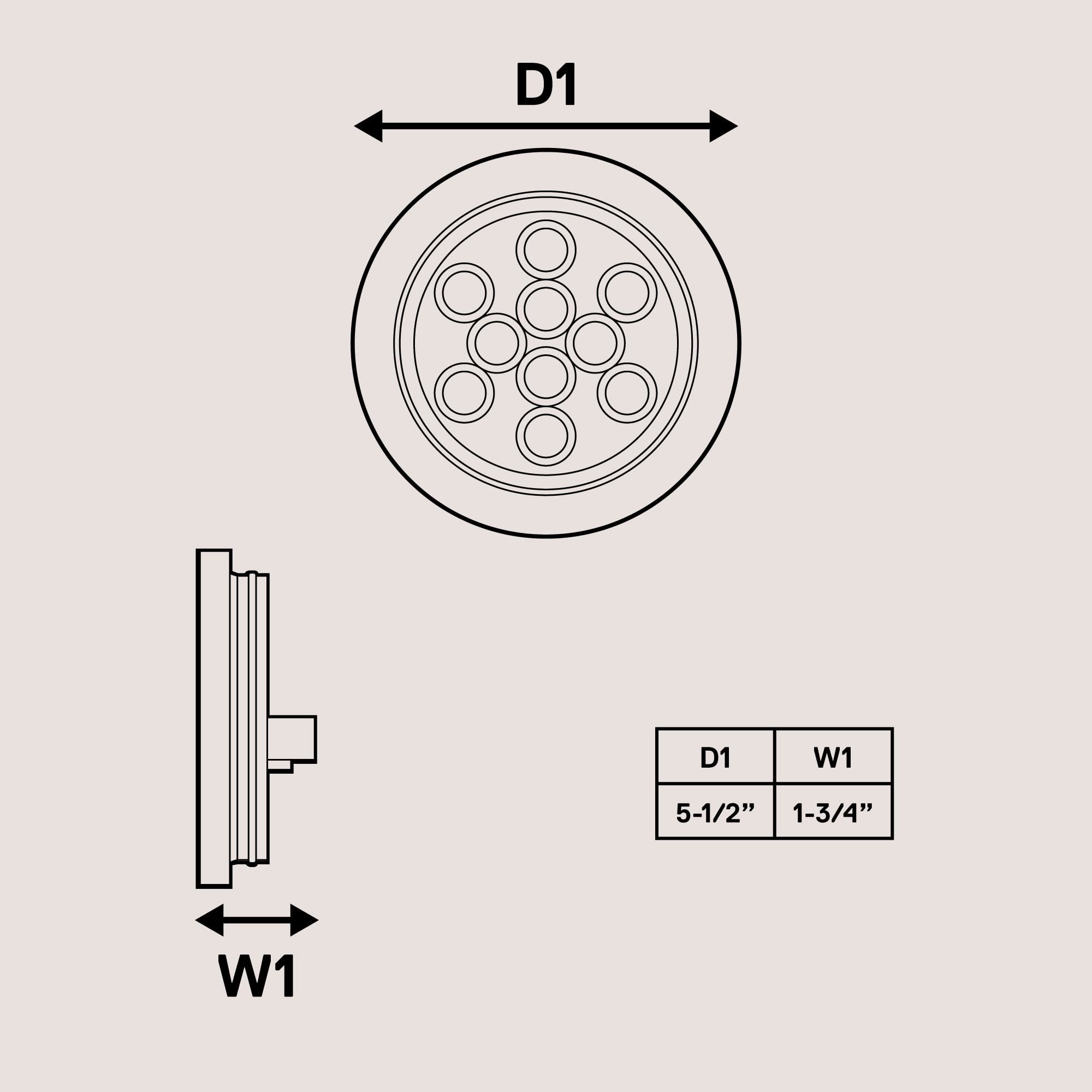 ONLINE LED STORE side-by-side with ruler showing 4-inch size for fitment confidence benefit