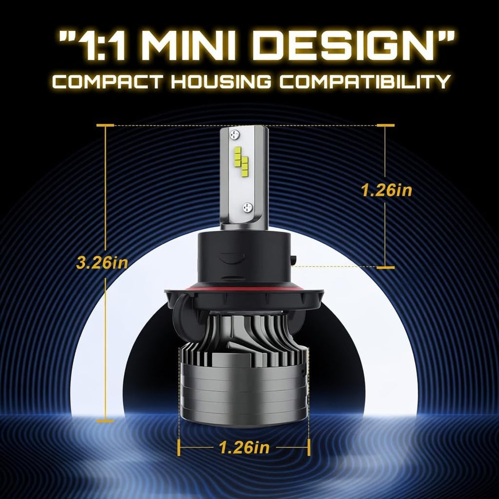 TRUELAND size comparison beside halogen bulb showing plug-and-play fit