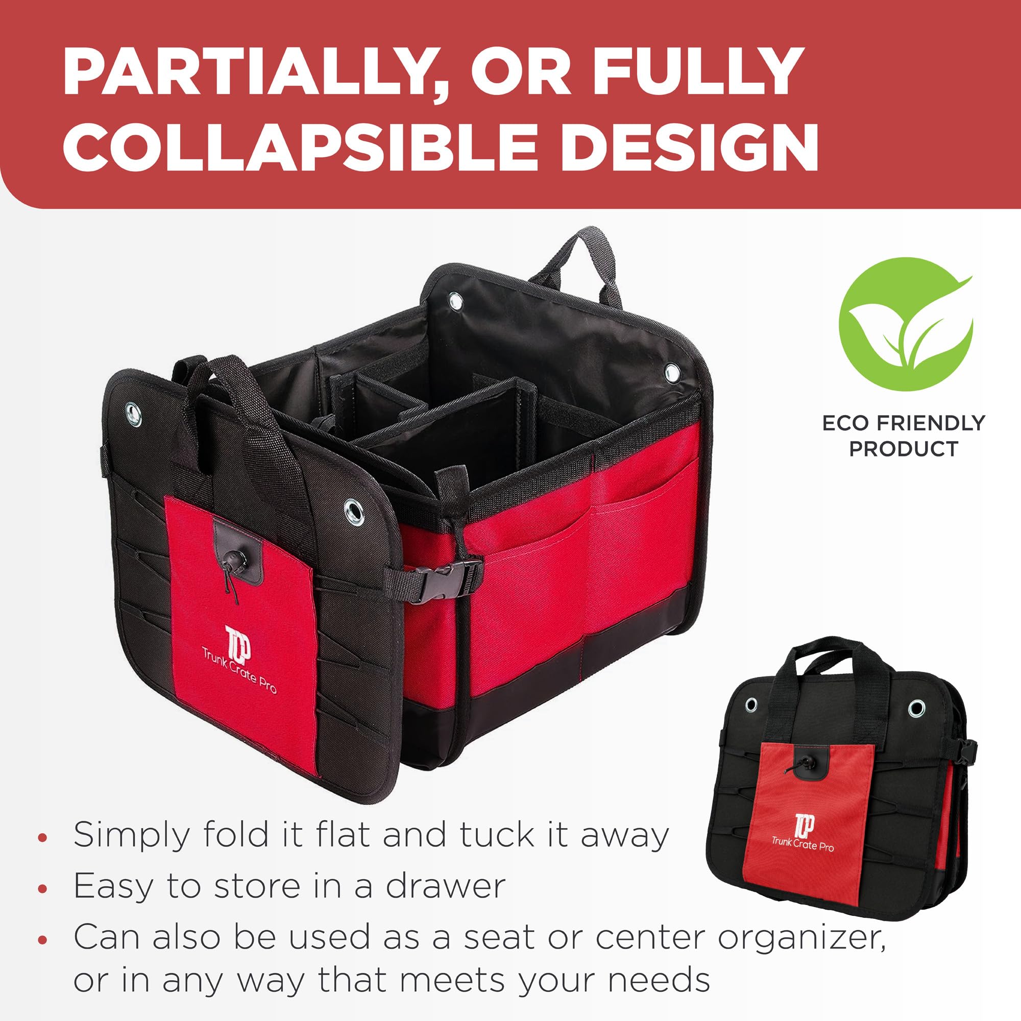 TRUNKCRATEPRO folded flat for compact storage saving trunk space