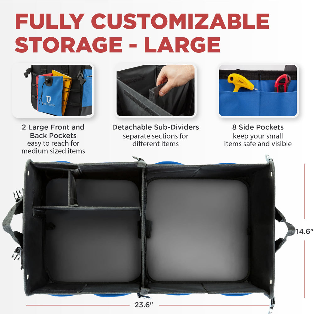 TRUNKCRATEPRO folded flat for compact storage and easy stowing benefit