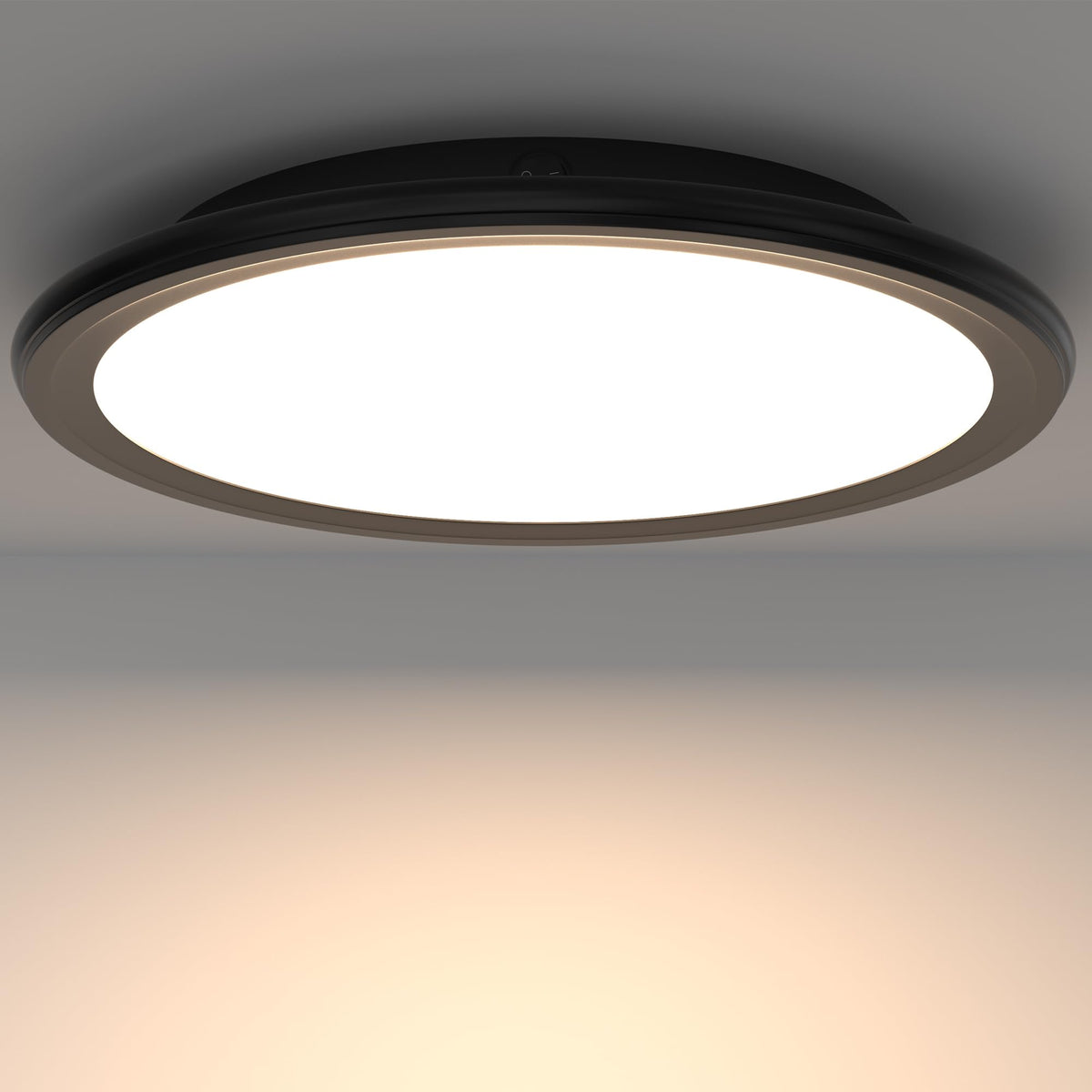 TrustWheel front view ceiling light showing modern round design and even glow