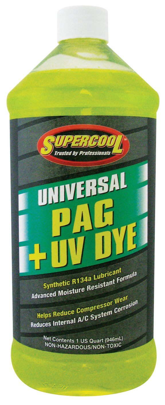 TSI Supercool quart front label showing UV dye and compressor protection