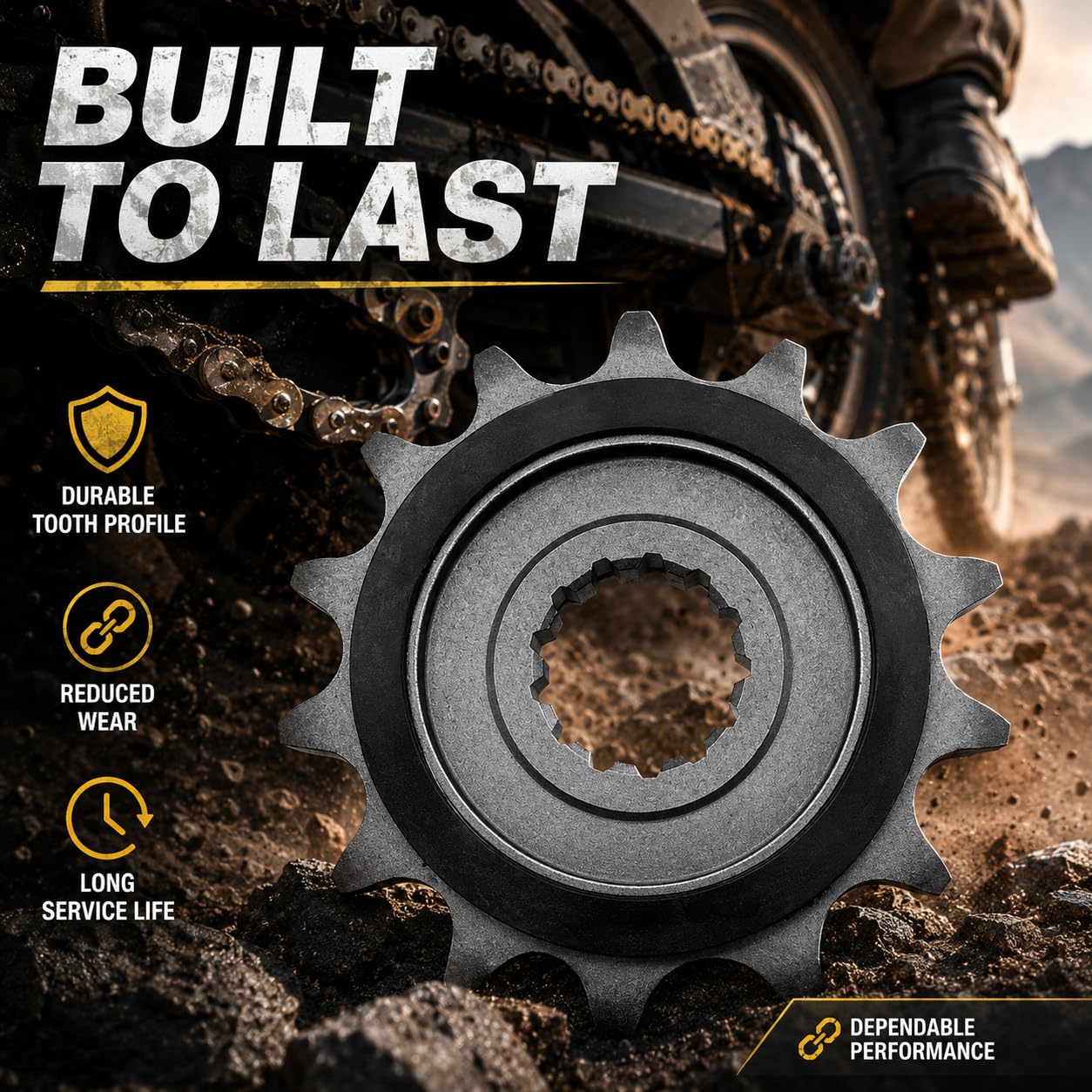 TT719 sprocket next to a coin for scale showing compact size and correct fit
