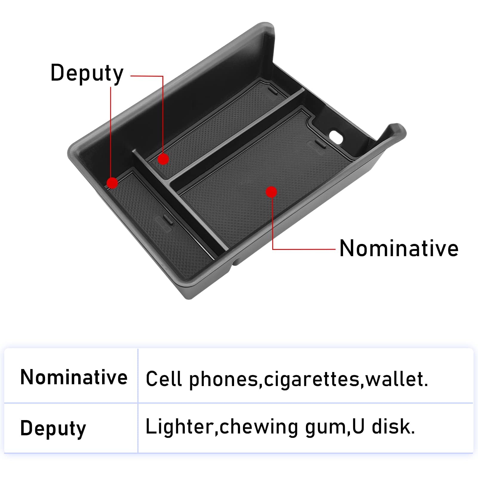 TTCR-II organizer installed with a phone and sunglasses showing easier access