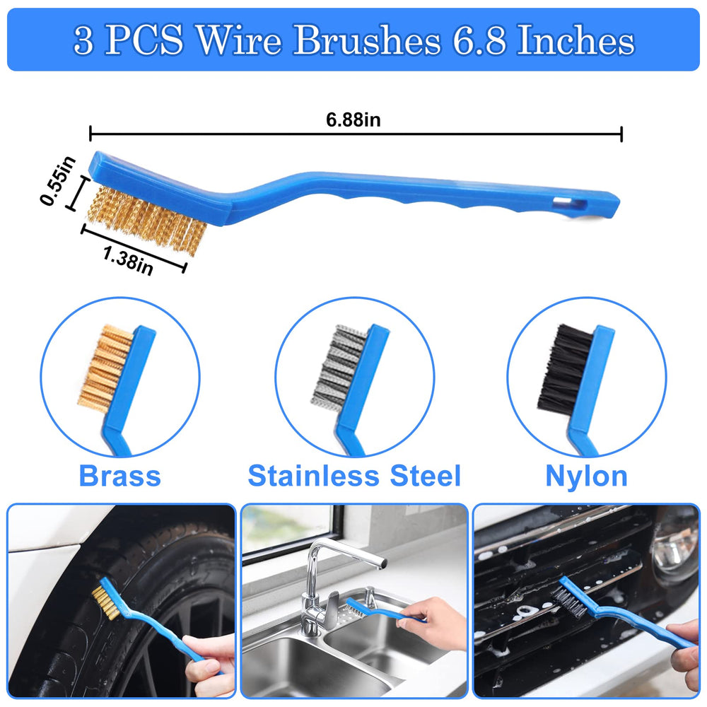 TTRCB wire brushes closeup showing stainless brass and nylon options benefit