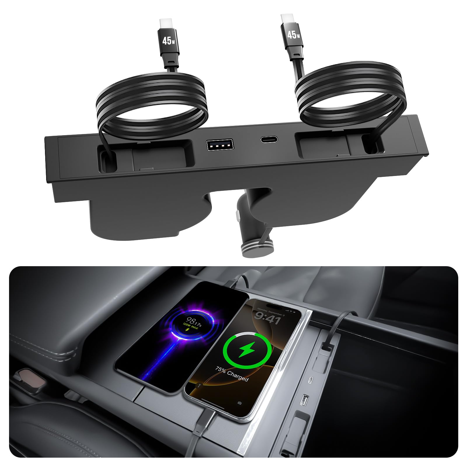 TUDEAO retractable cable closeup illustrating tidy cord management benefit