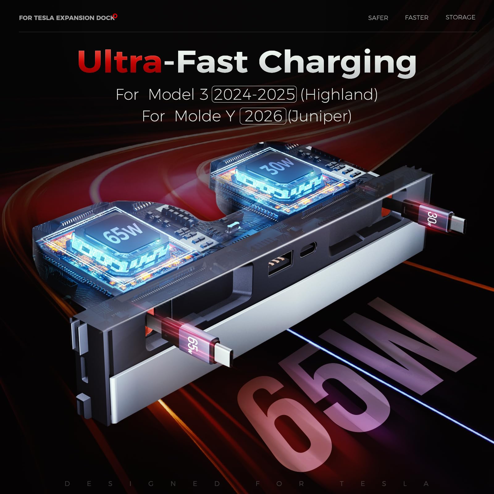 TUDEAO retractable Type-C cable extended from hub demonstrating quick-access charging