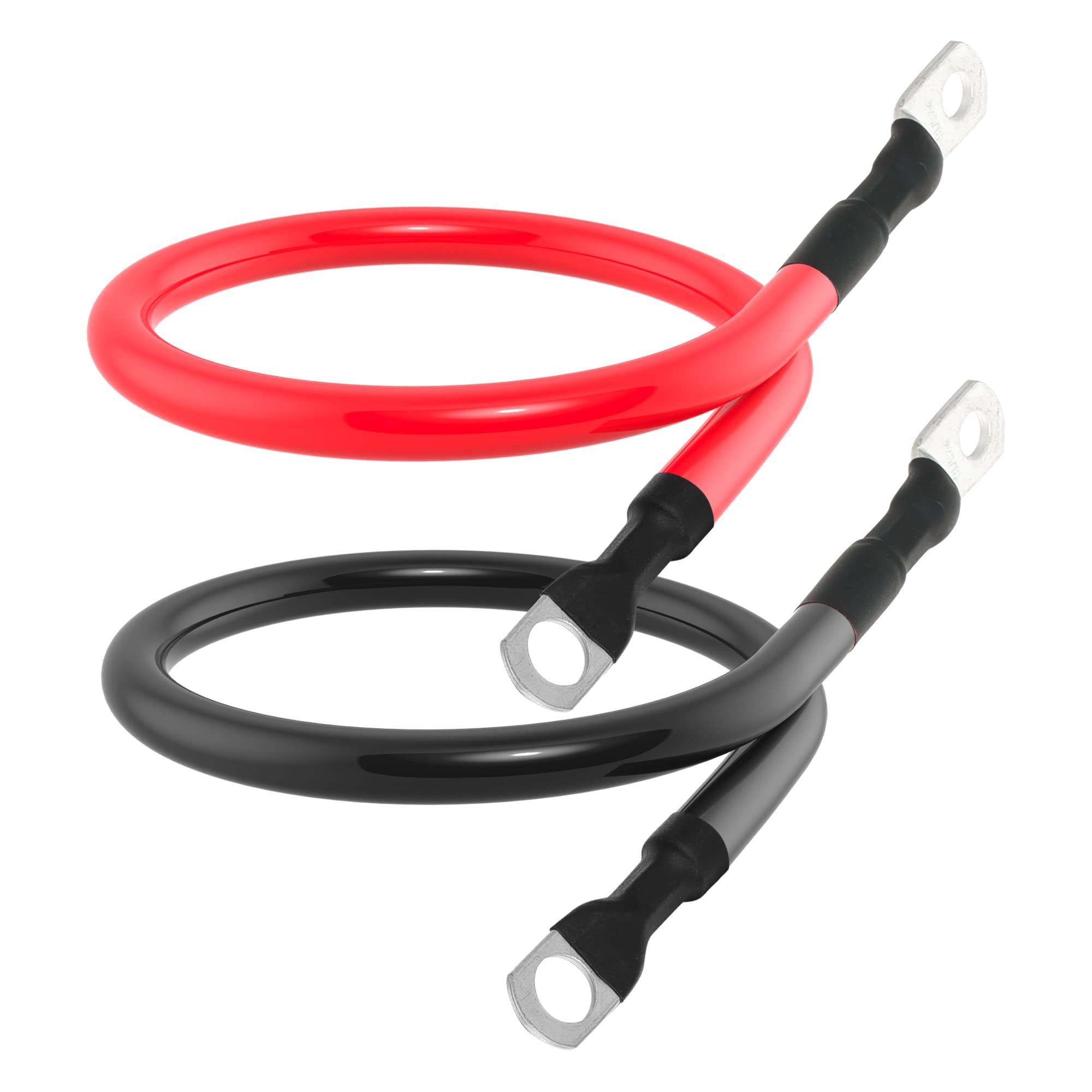 TUELETFU cable mounted on an inverter terminal illustrating secure 3/8 inch stud fit