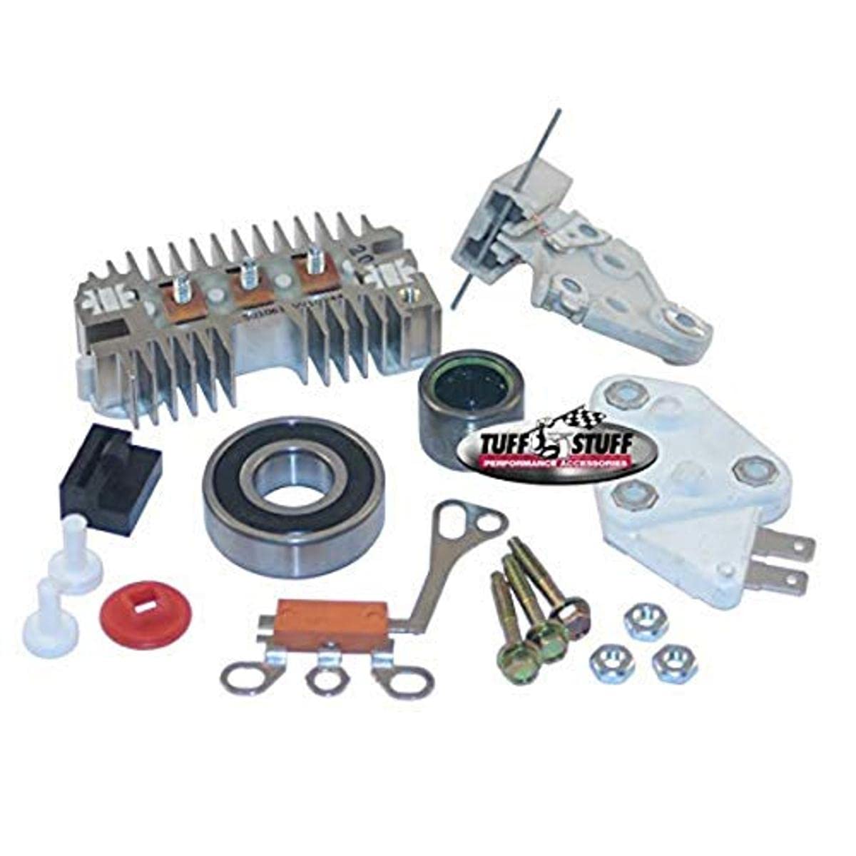 Tuff Stuff alternator rebuild kit front view showing complete parts for quick installation