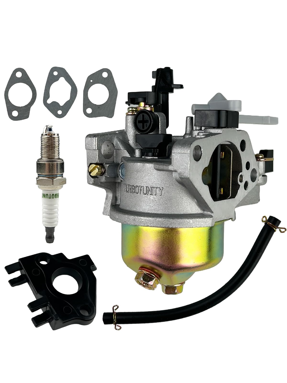 TURBOTUNITY front view carburetor showing fit for GX340 GX390, reliable replacement