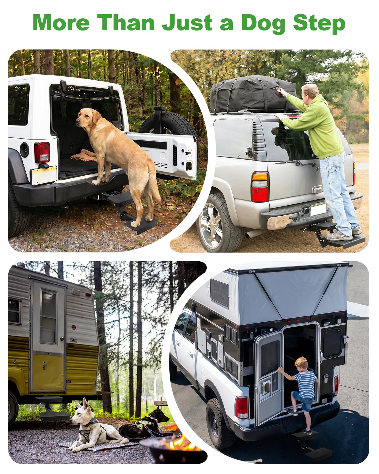 Turnirace with a dog using the steps to enter an SUV safely