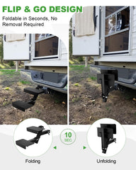 Turnirace folded profile locked against bumper for compact travel