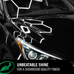 Turtle Wax on car panel showing gloss improvement and water beading