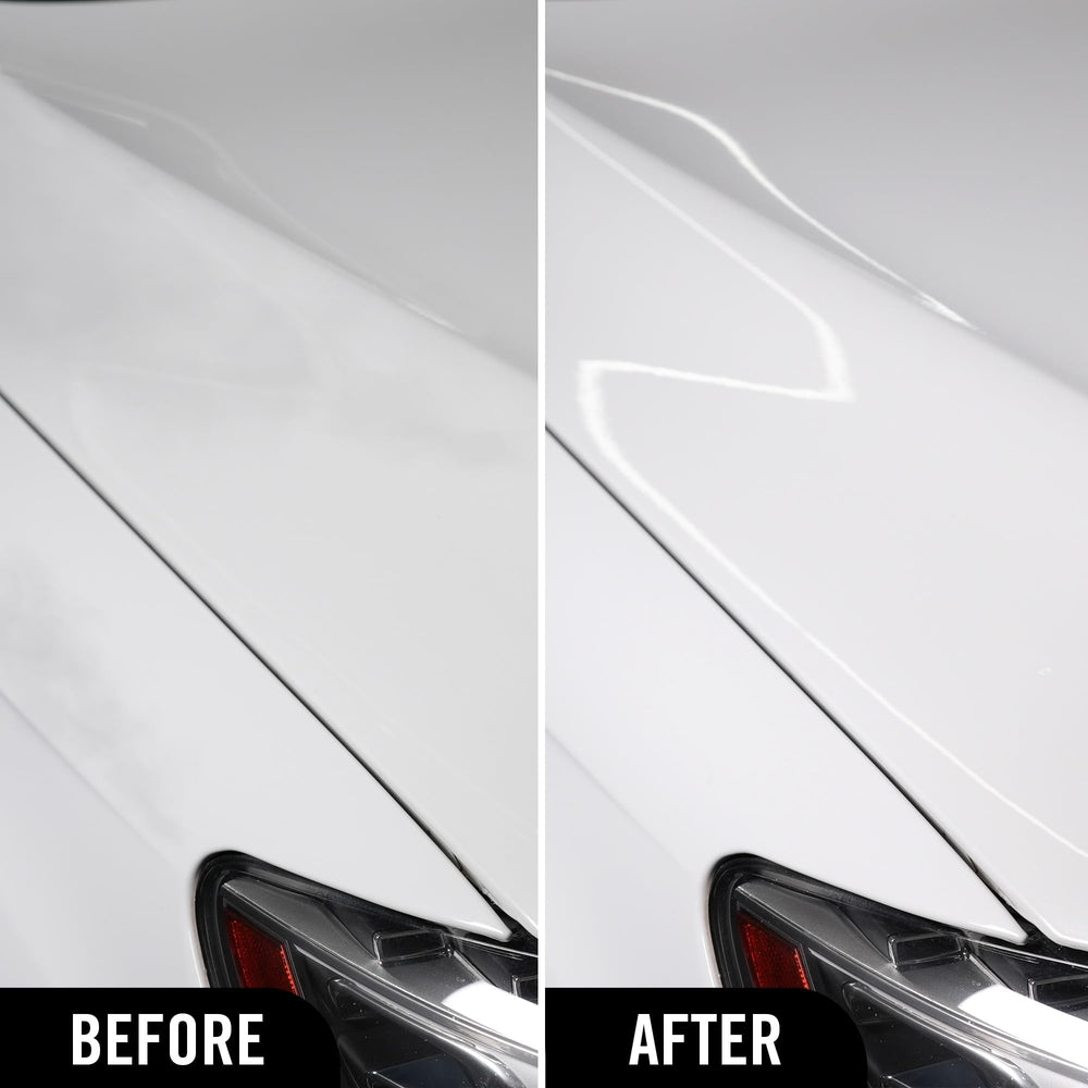 Turtle Wax before and after white panel showing restored color boost