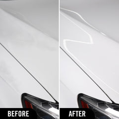 Turtle Wax before and after white panel showing restored color boost