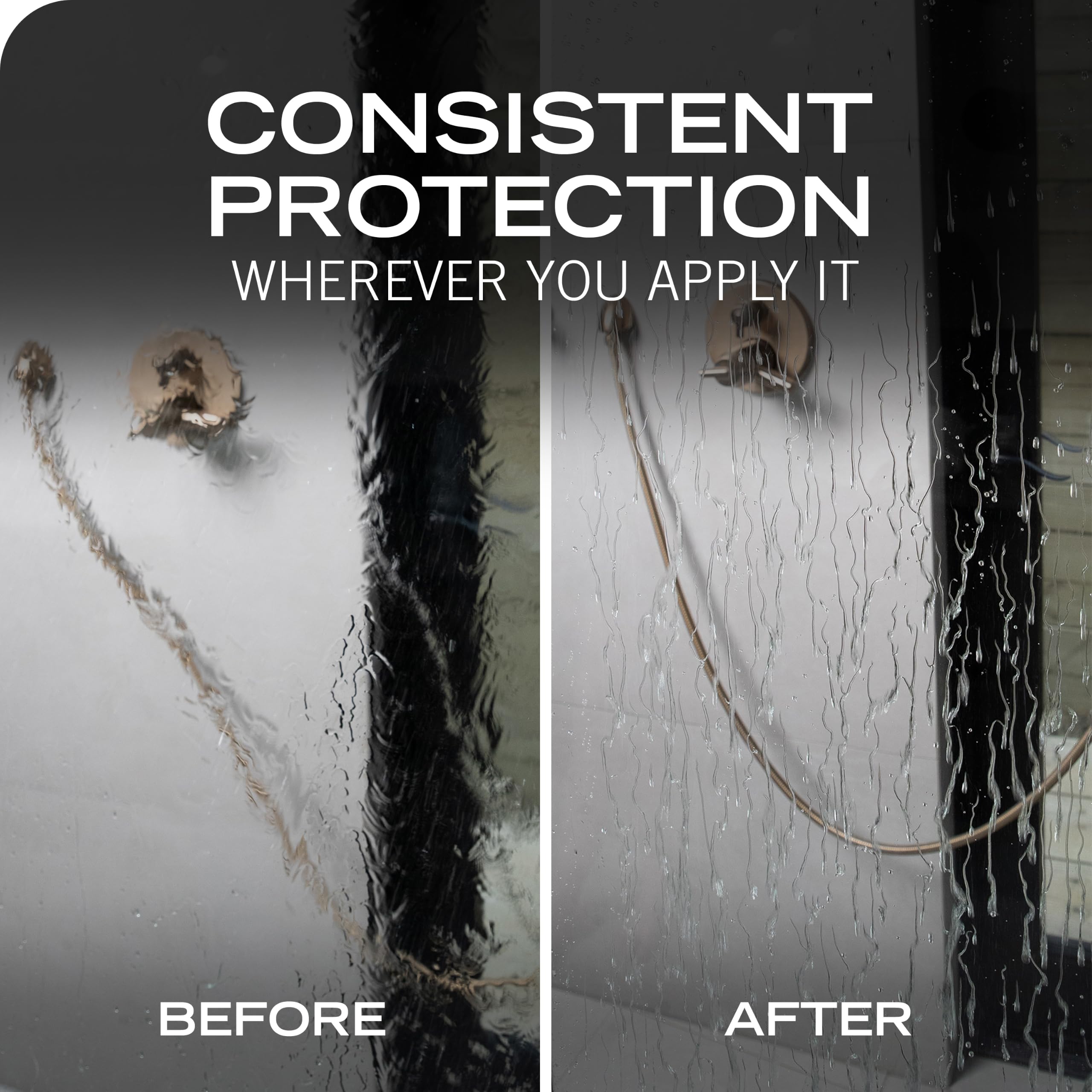 Turtle Wax Pure Bead on shower glass showing clearer, easier-to-clean surfaces benefit