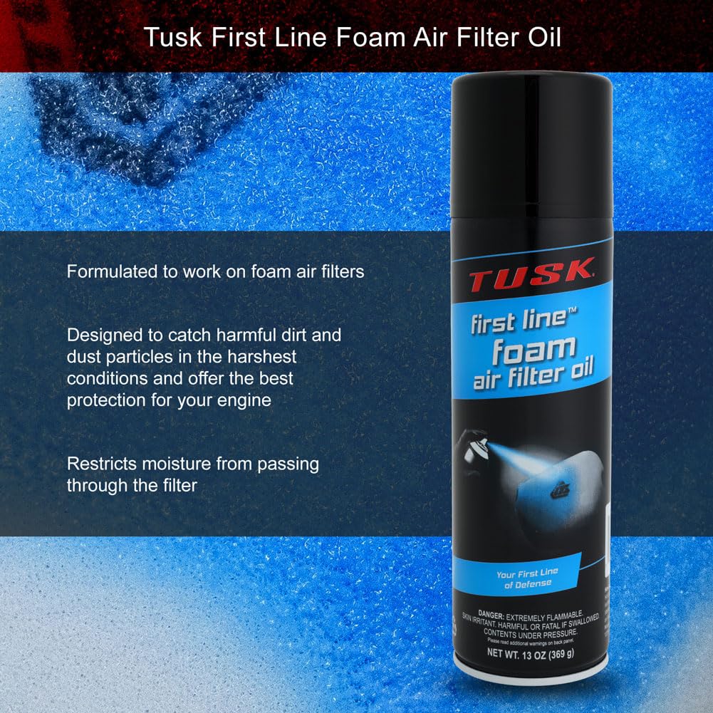 TUSK spraying foam filter demonstrating even coverage and easy application