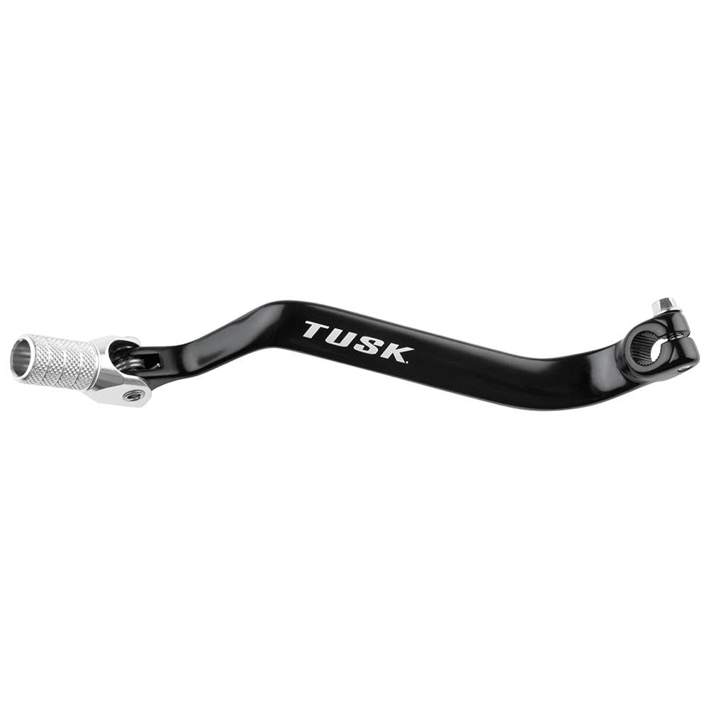TUSK folding shift lever front view showing black arm and silver tip for improved reach