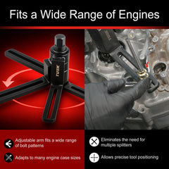 TUSK splitter mounted on a dirt bike crankcase showing safe separation benefit