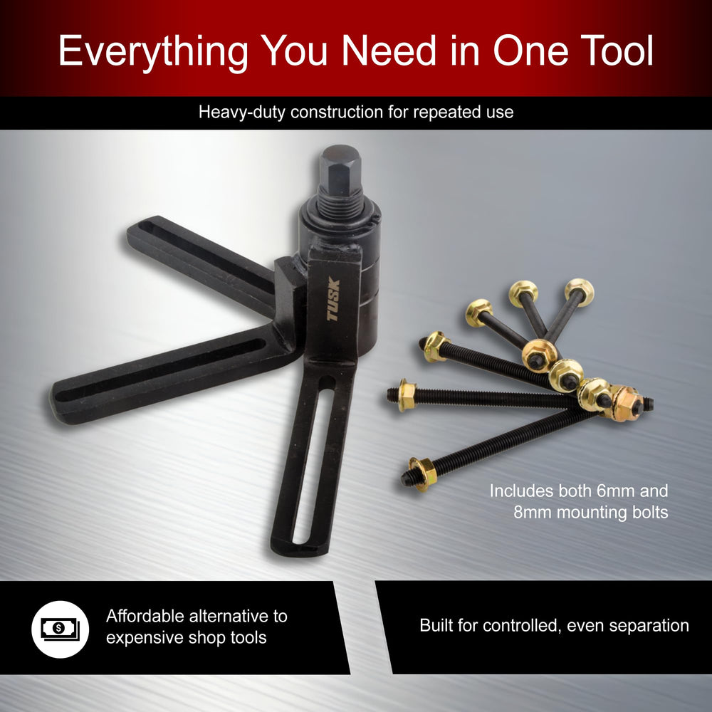 TUSK tool beside a wrench showing scale and workshop portability benefit