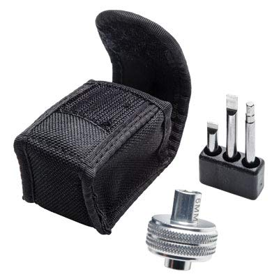 TUSK tools inside a motorcycle saddlebag, portability benefit on trail