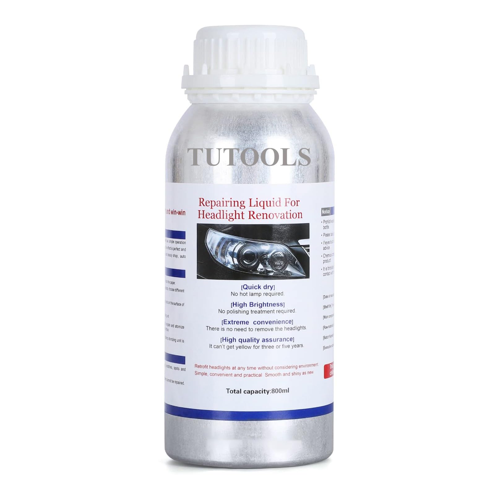 TUTOOLS bottle front label showing product and clear benefit
