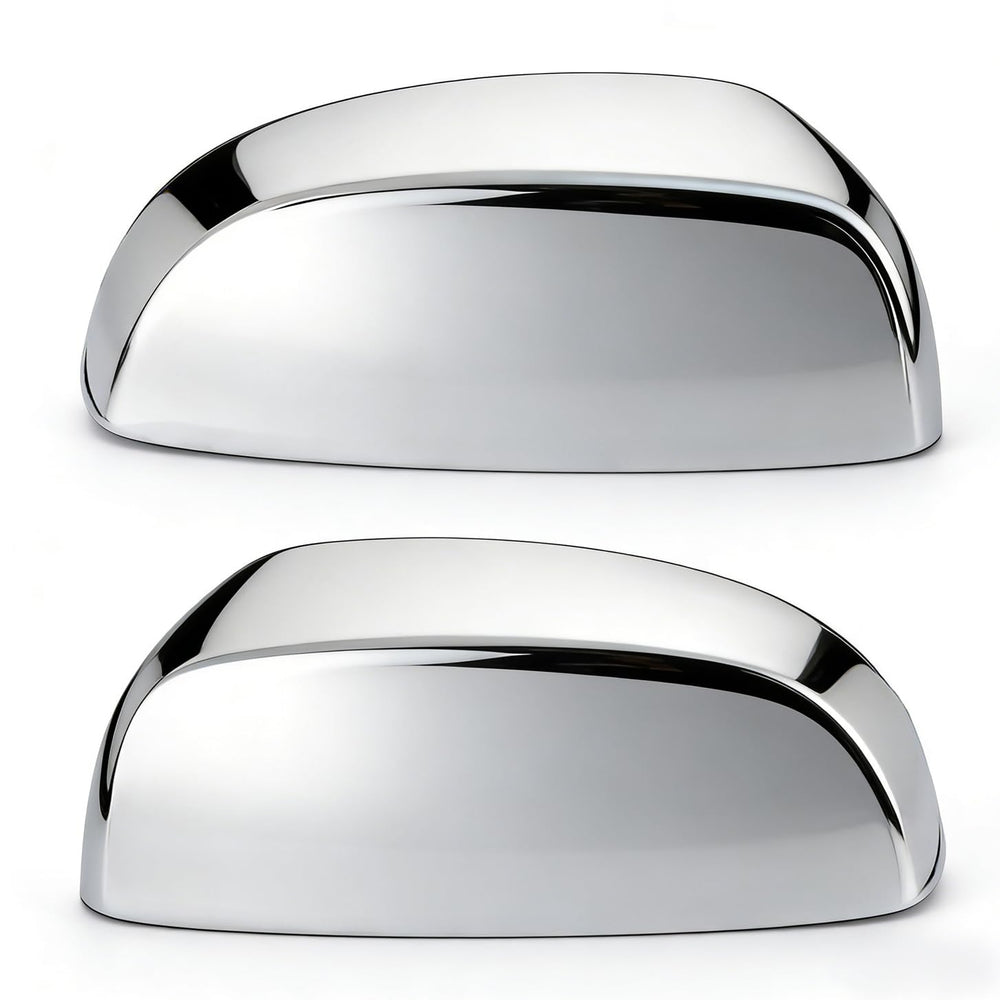 Tutor Auto chrome mirror covers front view showing clean polished upgrade benefit