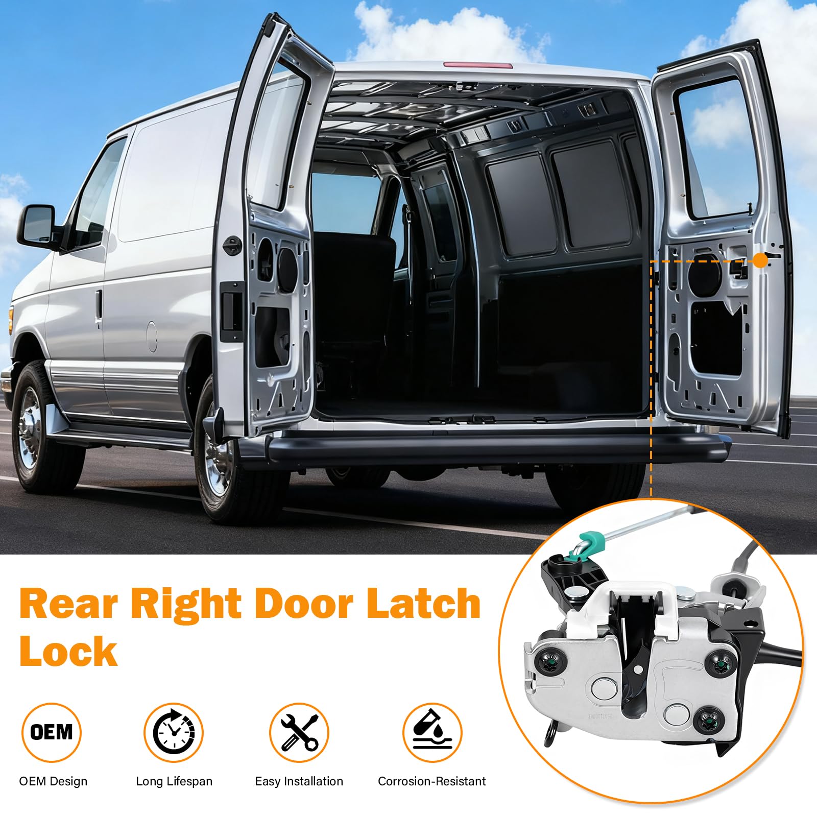 Tutor Auto latch installed in van door illustrating restored secure closure