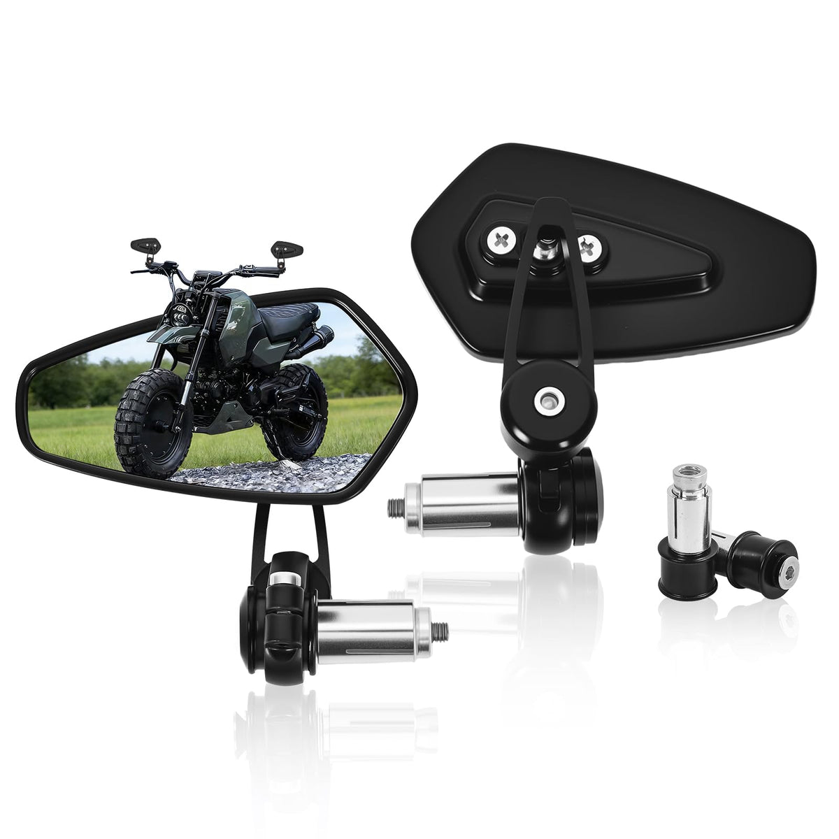 Tvitano front view arrow mirror showing sleek profile and improved rear visibility