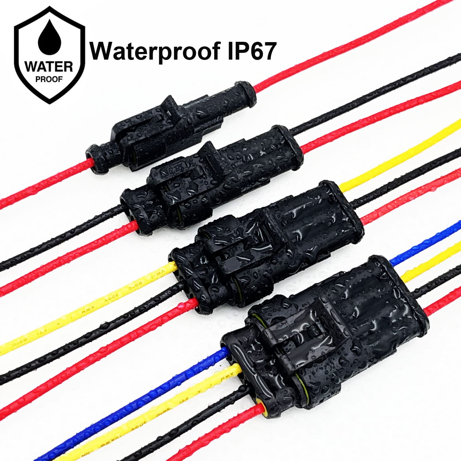 Twippo connector with water splash demonstrating weather resistance and corrosion protection