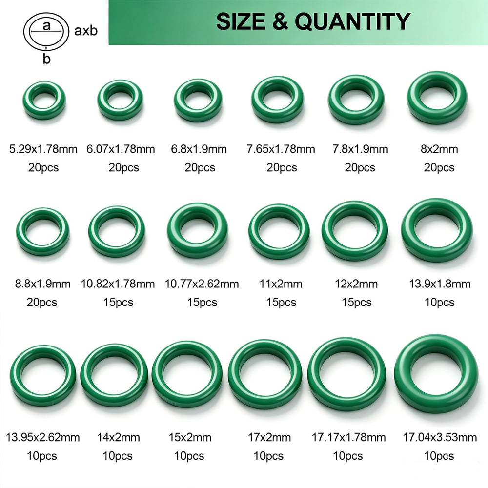 TWTADE close-up of green rubber O-rings highlighting flexible seals for reliable gasket replacement