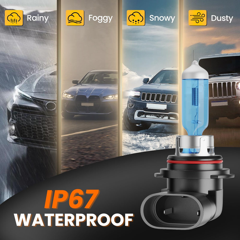 TXBILMOO bulb under running water illustrating IP67 weatherproof protection