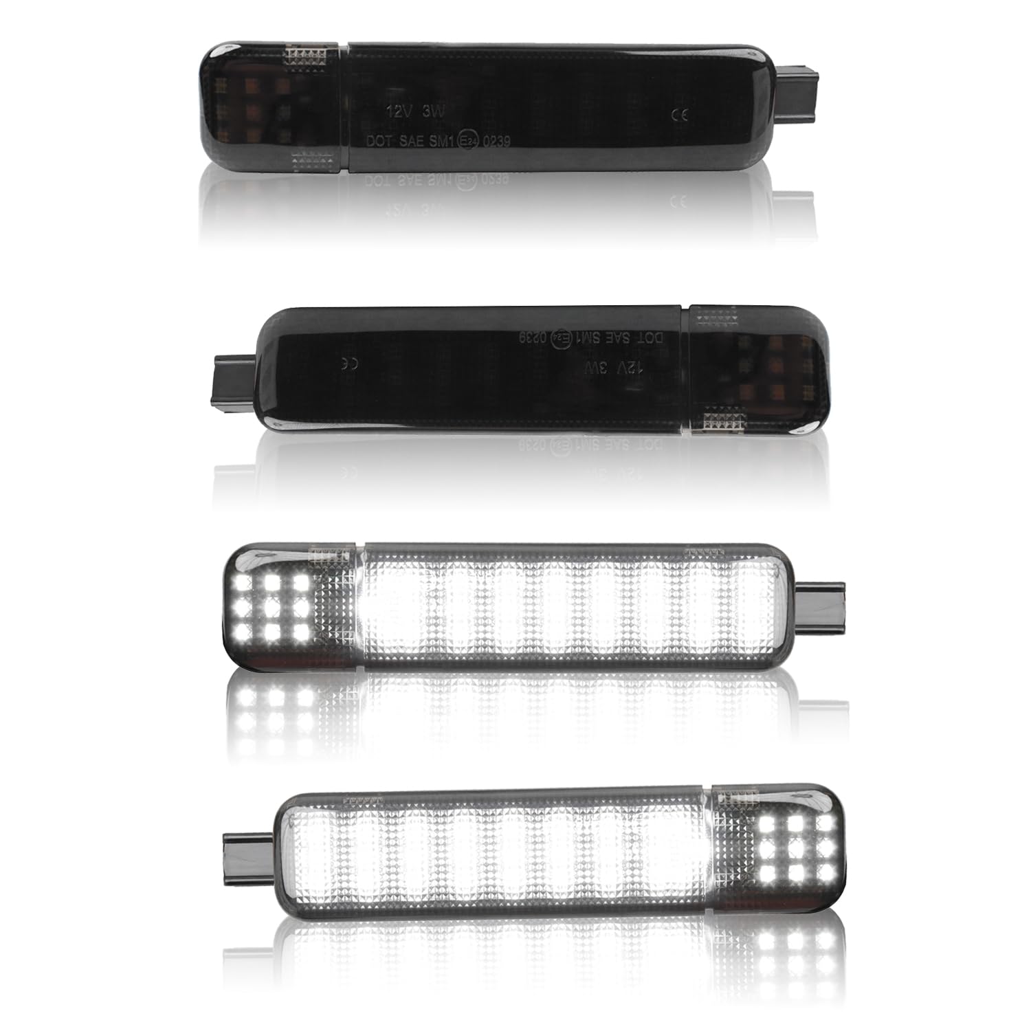 TXRXIZ front view of four LED door lights showing fitment and ready-to-install benefit
