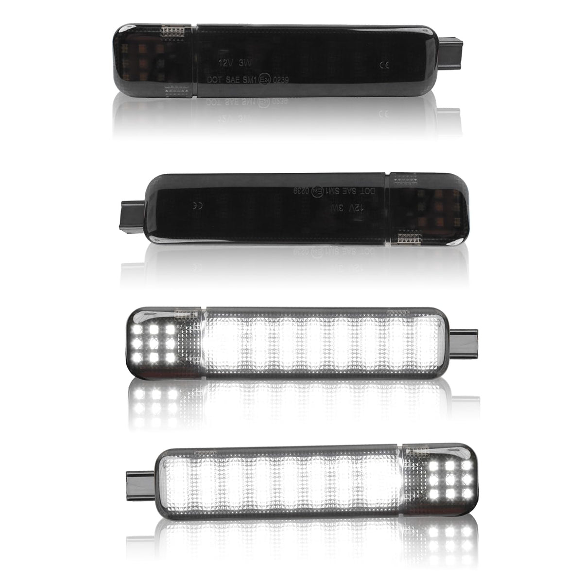 TXRXIZ front view of four LED door lights showing fitment and ready-to-install benefit