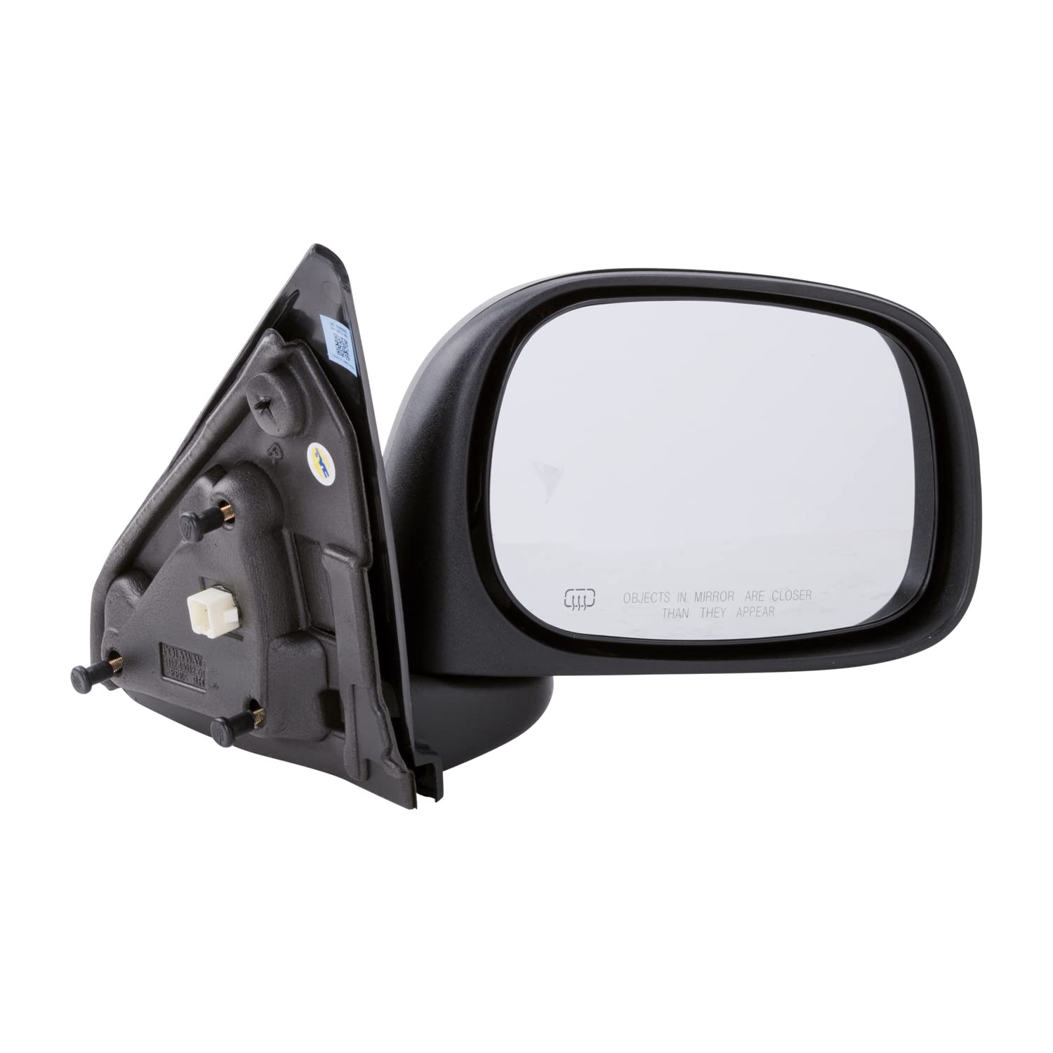 TYC mirror close-up of glass and bracket detailing durable construction and secure mount