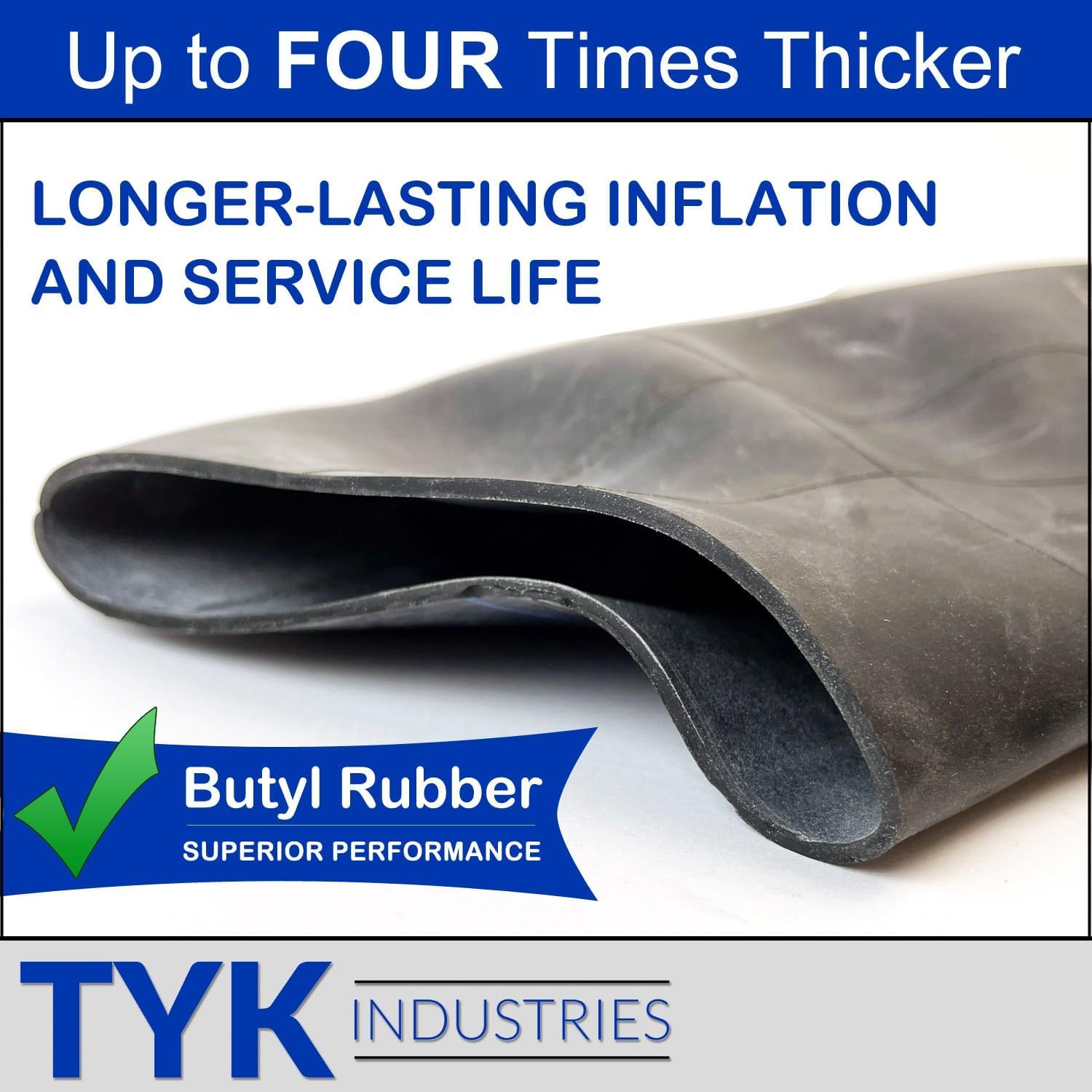 TYK Industries inflated inner tube showing uniform shape and installation readiness