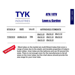 TYK Industries inner tube installed on an ATV tire demonstrating fitment