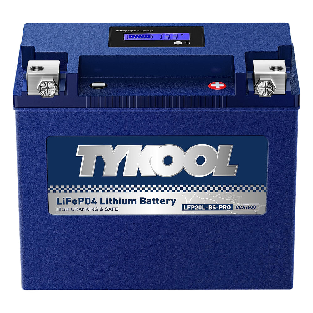 TYKOOL front view showing compact battery and strong starting benefit