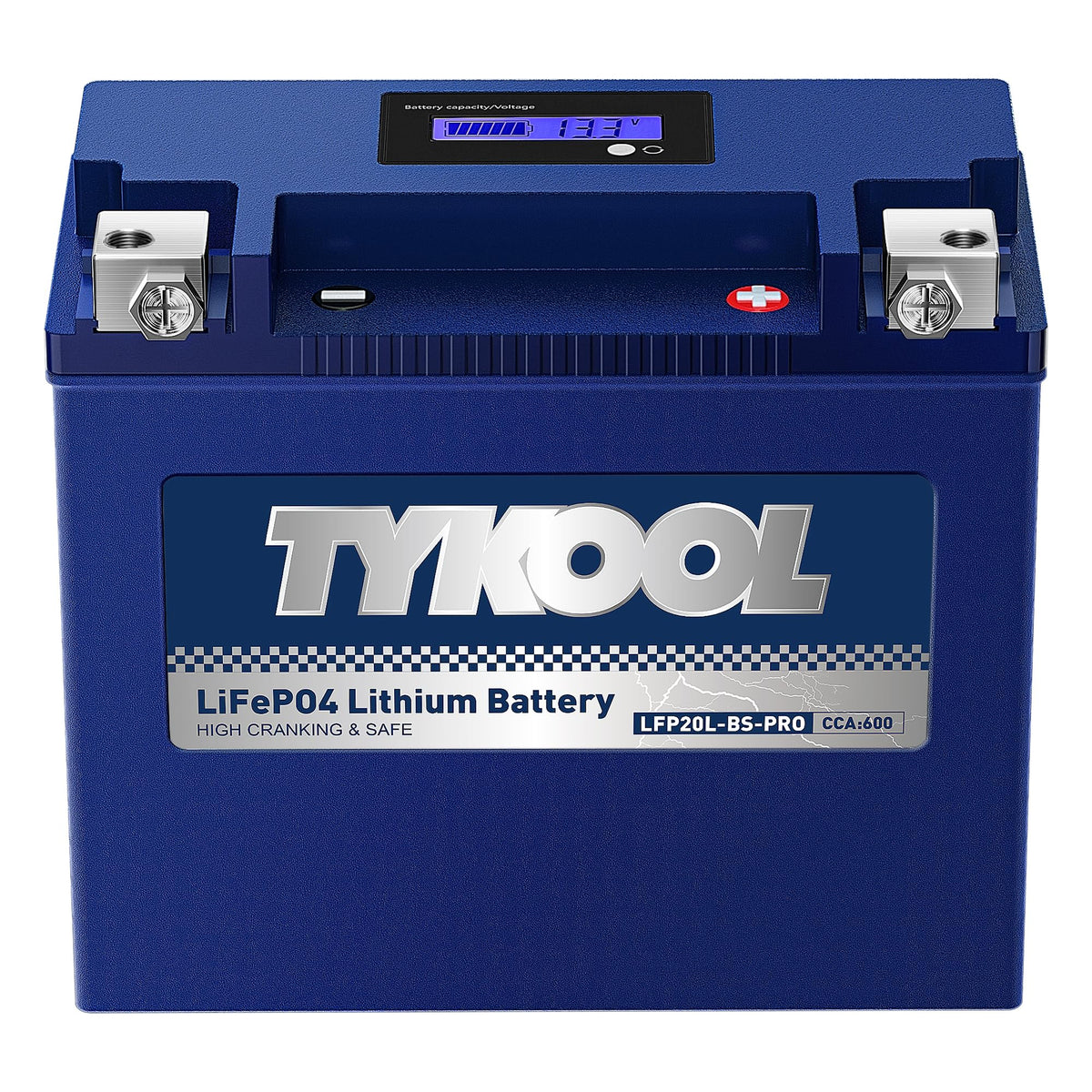 TYKOOL front view showing compact battery and strong starting benefit