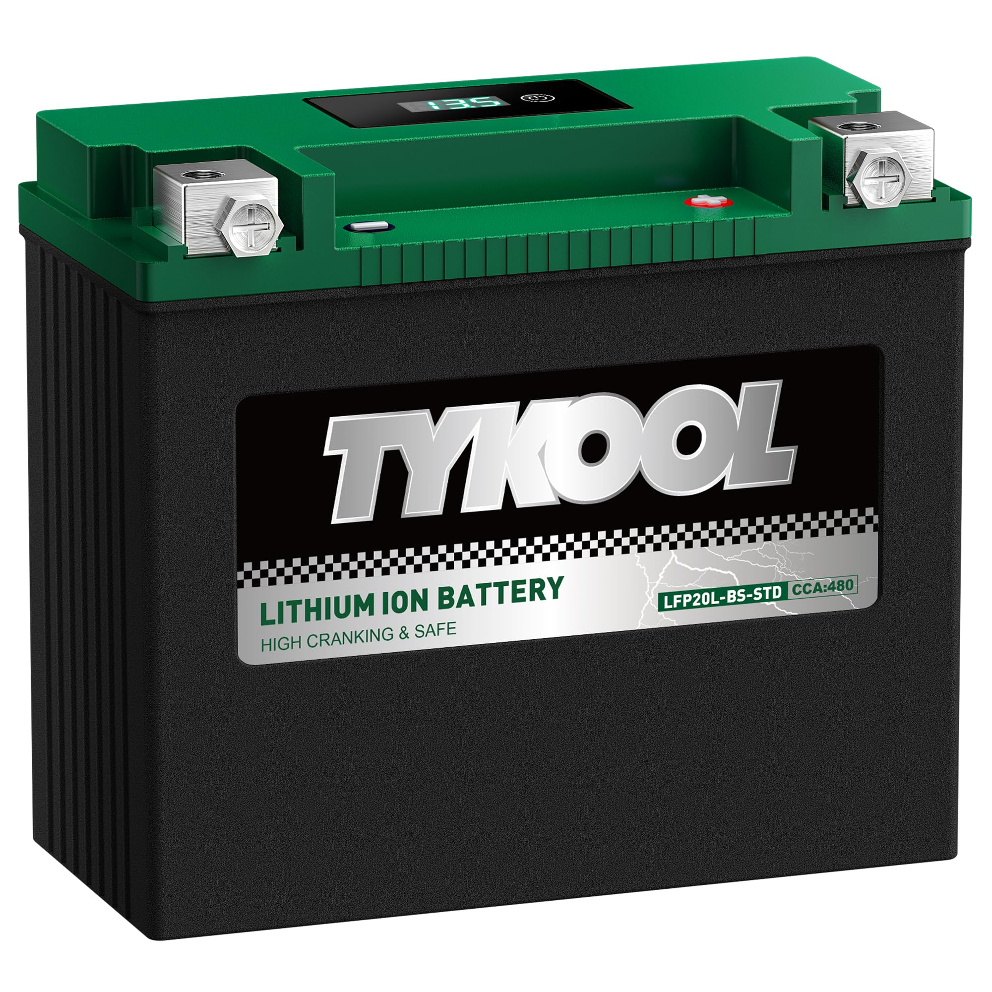 TYKOOL close-up of digital readout displaying voltage and SOC for clear monitoring