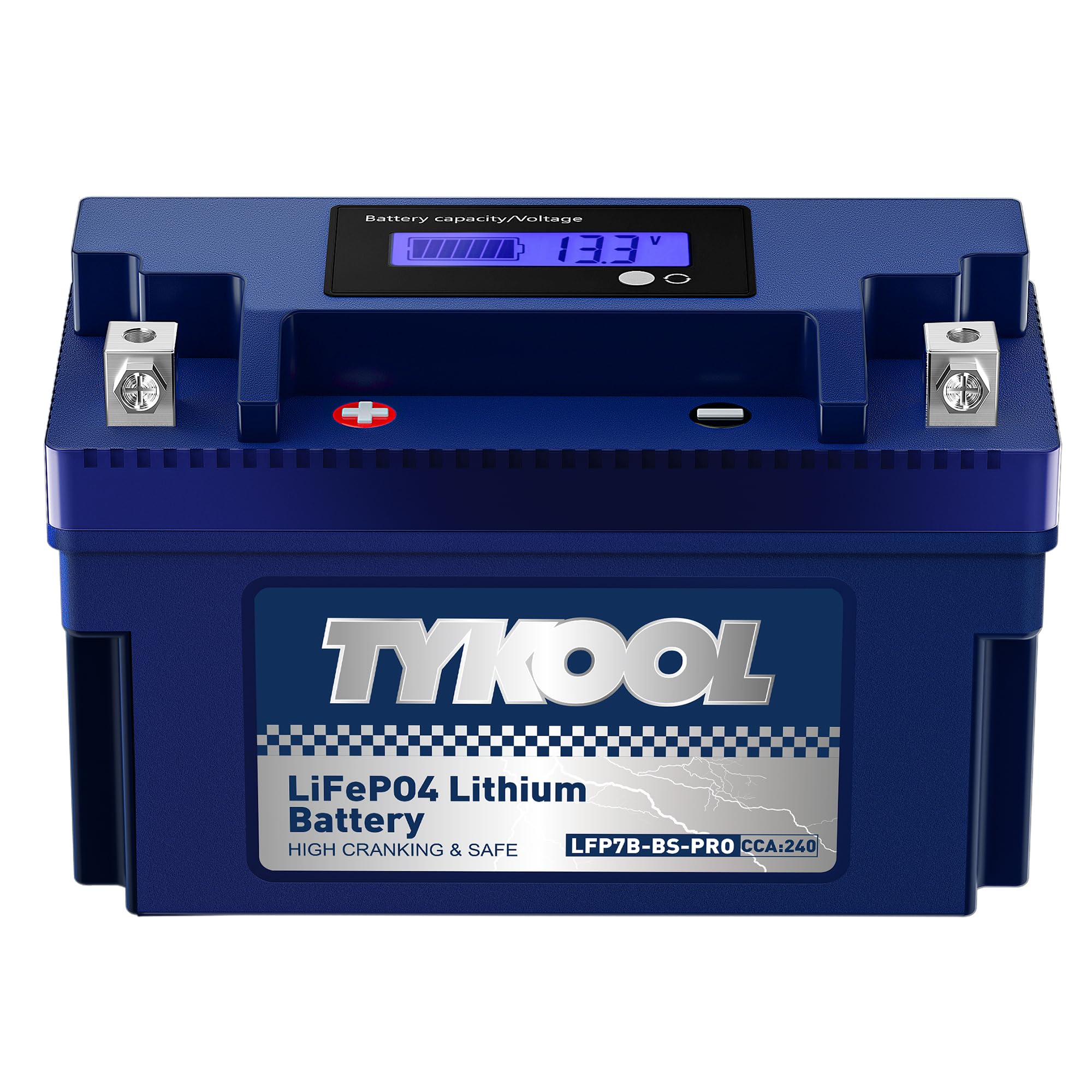 TYKOOL front view showing compact battery and ready-to-install convenience