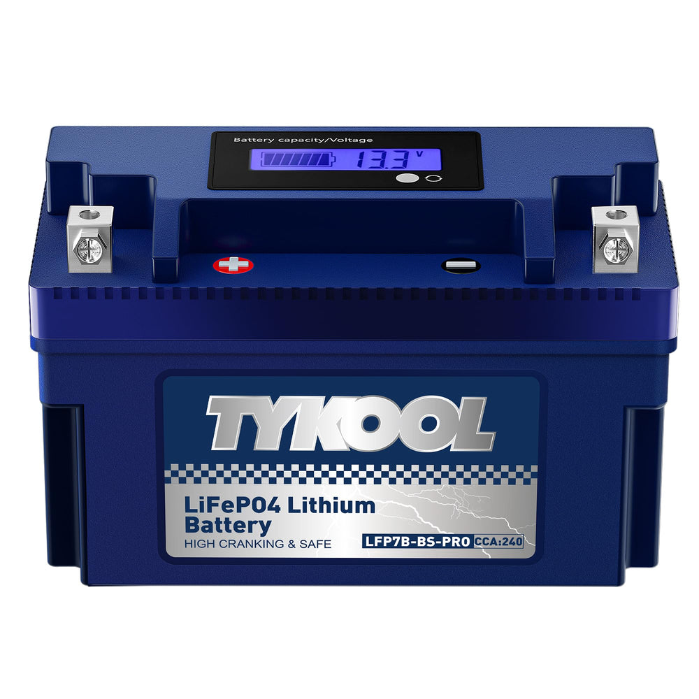 TYKOOL front view showing compact battery and ready-to-install convenience