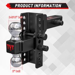 TYT adjustable shank detail displaying height holes, easy leveling for trailers